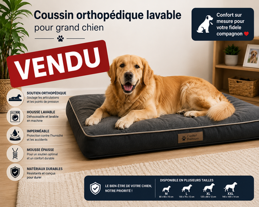 Coussin orthopédique lavable pour grand chien