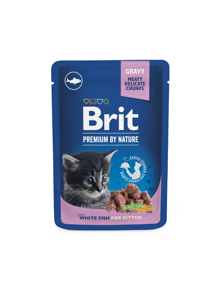Brit Premium Aliment Humide Chatons Chunks with White Fish in Gravy for Kittens 100 G