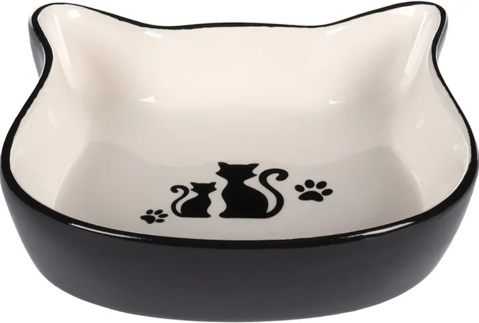 GAMELLE POUR LA NOURRITURE ET L’EAU CHAT ET CHIEN NONA CERAMIQUE NOIR-BLANC TÊTE 250ML