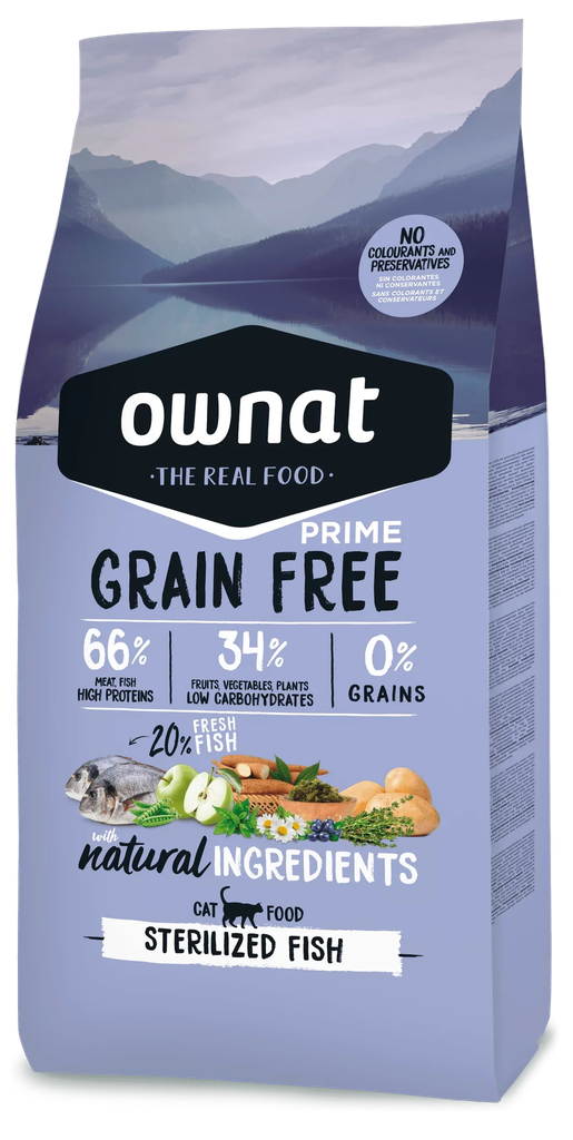 Ownat Grain Free Prime pour Chat Stérilisé Au Poisson 8 Kg