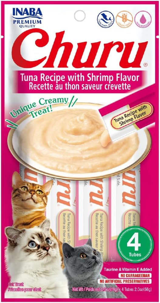 Churu recette au thon saveur crevette 56g pour chat.