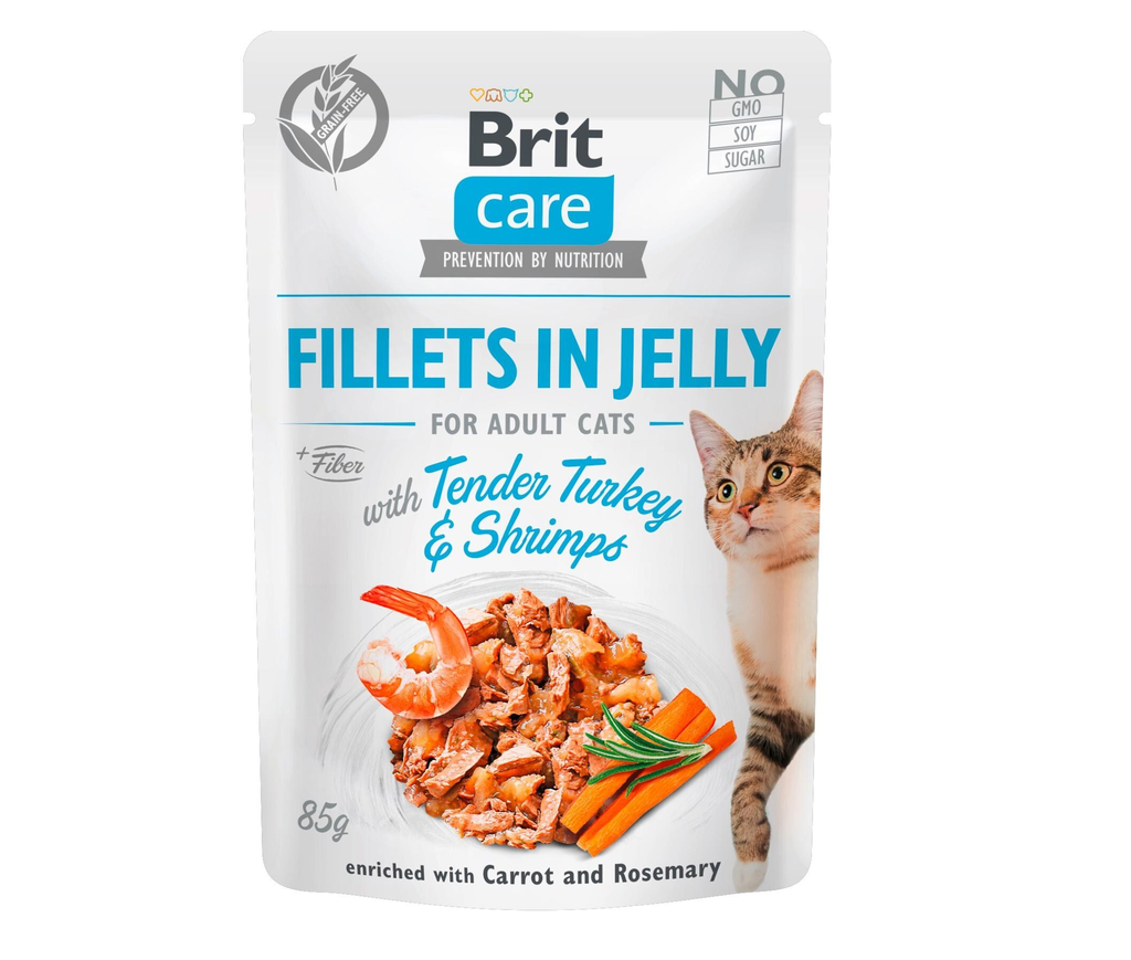 Brit CARE Alimentation humide Care Fillets Gelée Dinde & Crevettes, 85 g
