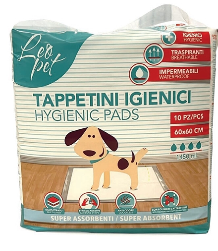 LeoPet – TAPIS ABSORBANT AVEC BANDES AHESIVES 60*60 10 PCS