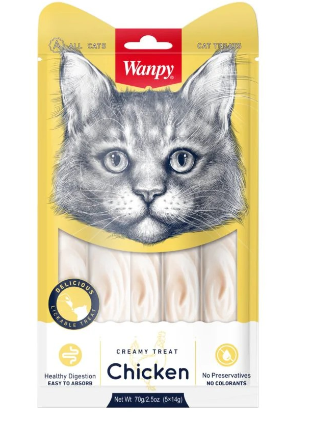 Wanpy Gâterie crémeuse à lécher - Poulet (14gx5)