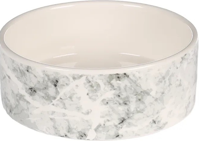 GAMELLE en céramique pour la nourriture et l’eau chien marmi ceramique gris rond 400ml 13,5×4,5cm