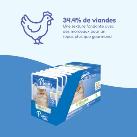 Plaisir URINARY SUPPORT émincés au poisson en sauce pour chat adulte & stérilisé 85g