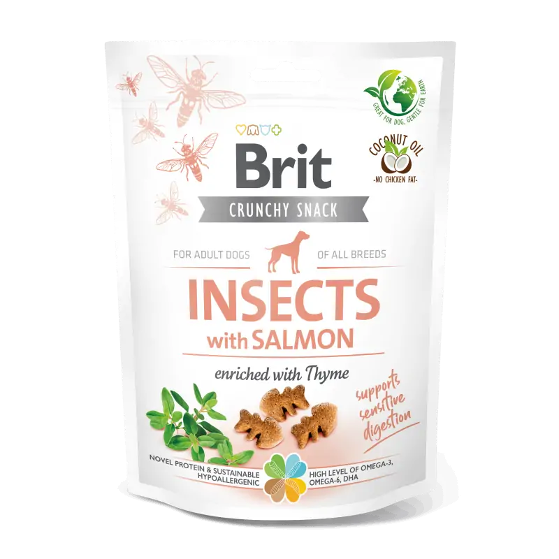 Brit Care Crunchy SNACK , Saumon, Insectes et Thym 200g