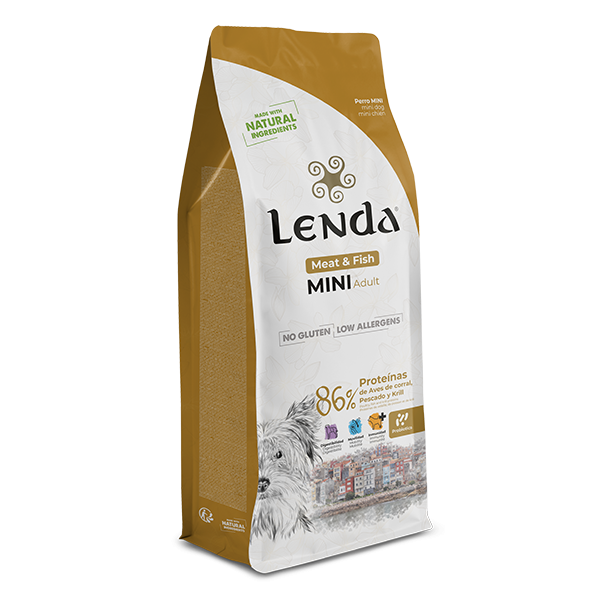 Nouvelles Croquettes Lenda Mini Dog Adult: Meat & Fish 2kg ( Gluten Free-Low Allergenic)