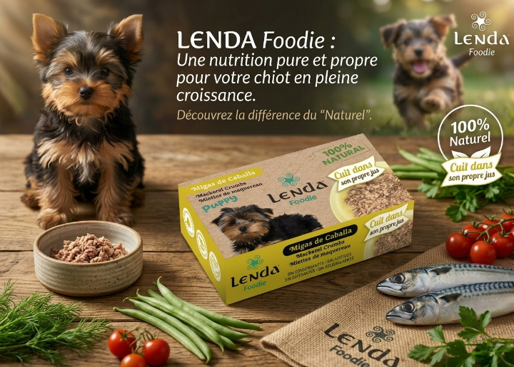 Pâté : Aliment complémentaire humide :Maquereau naturel pour chiot Lenda Foodie Puppy 120g