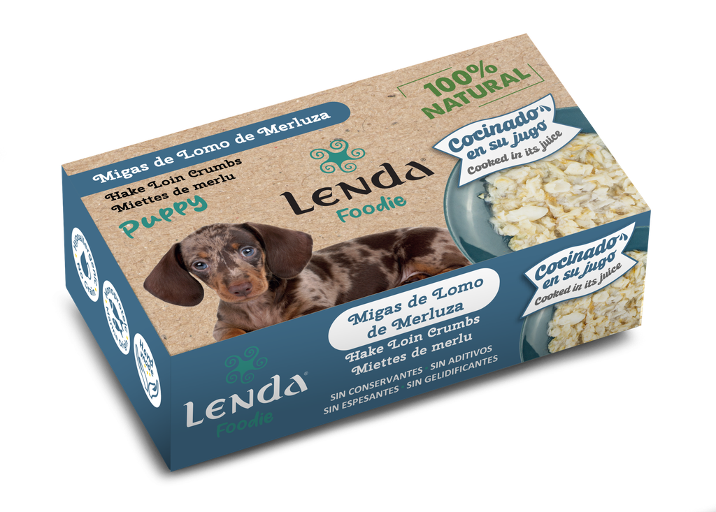 Aliment complémentaire humide au Merlu naturel pour chiot “Lenda Foodie Puppy 120g