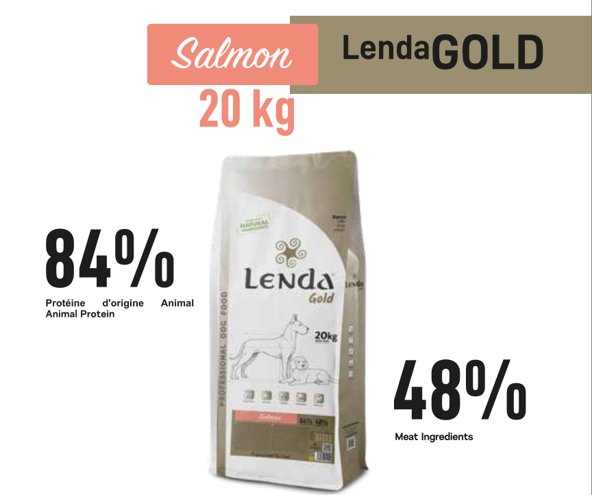 Croquette Chien Lenda Gold Saumon 20 kg : La Formule eleveur Sans GLUTEN -Low Allergen