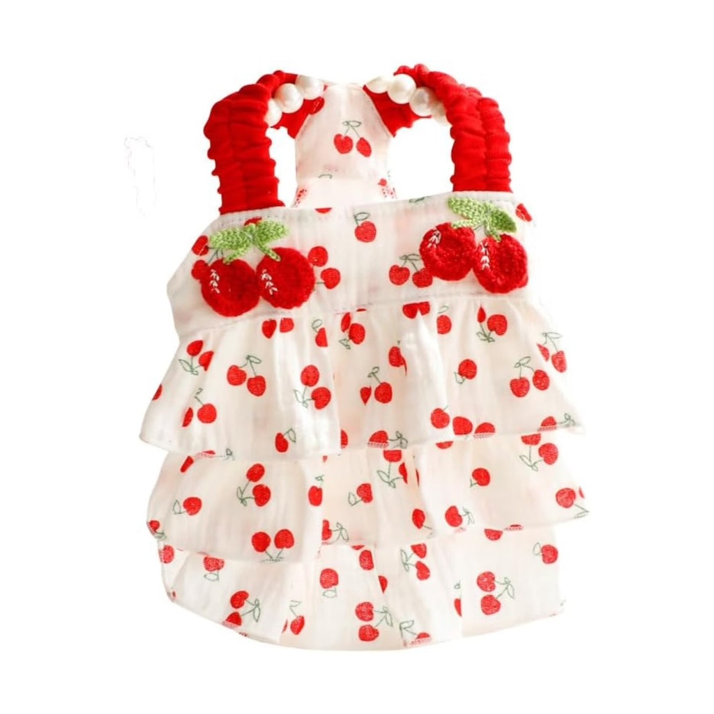 Robe Florale pour Chien – Tenue Été Cerise pour Petit Chien