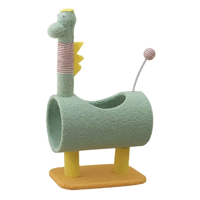 Arbre à Chat Dinosaure – Griffoir en Sisal avec Tunnel