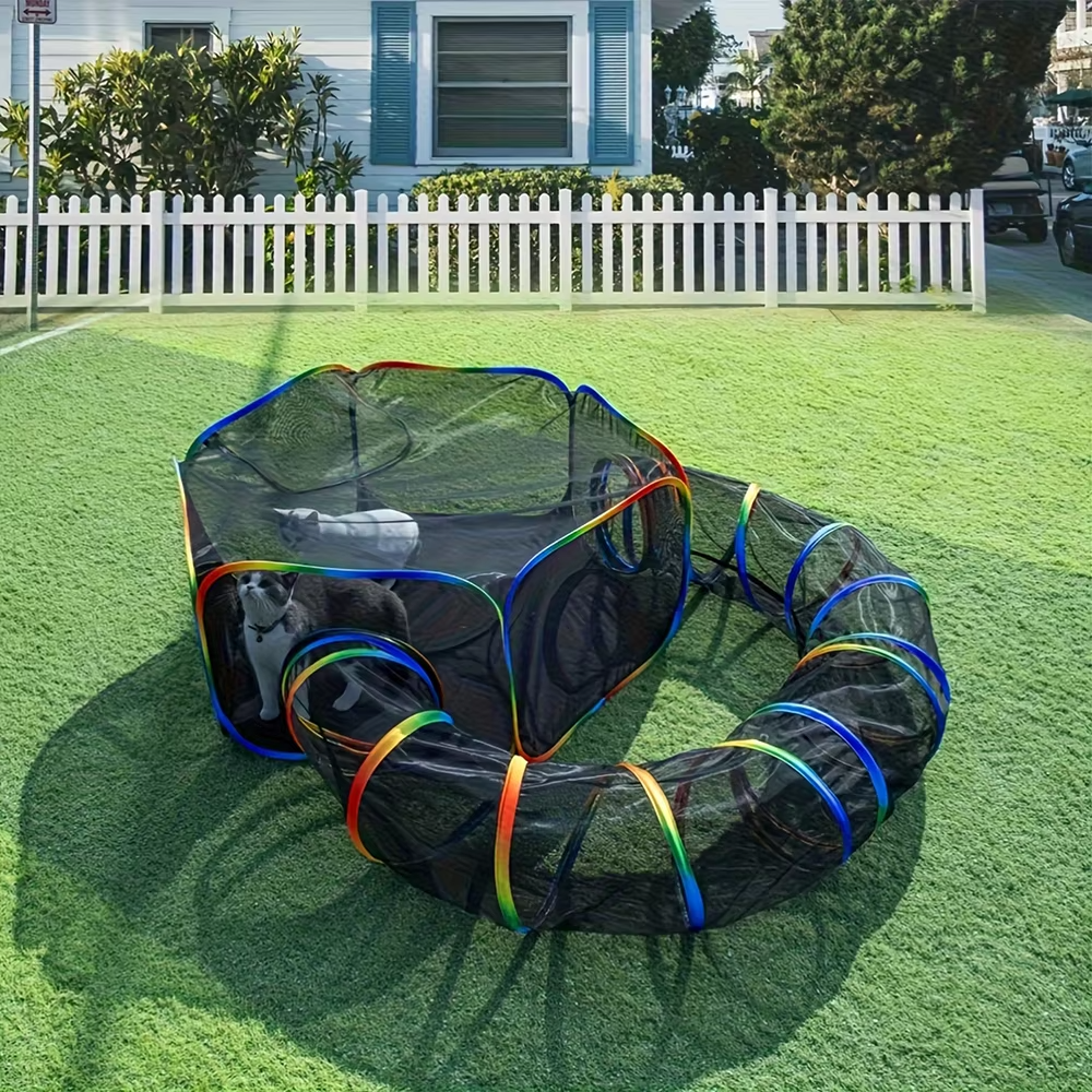 Tente et Tunnel d’Extérieur pour Chats – Enclos Portable