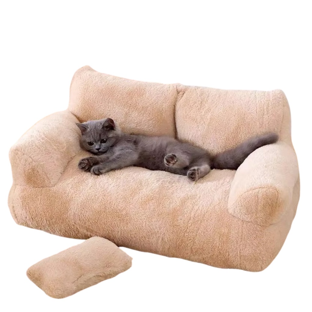 Sofa Apaisant pour Animaux – Lit Douillet en Peluche avec Base Antidérapante