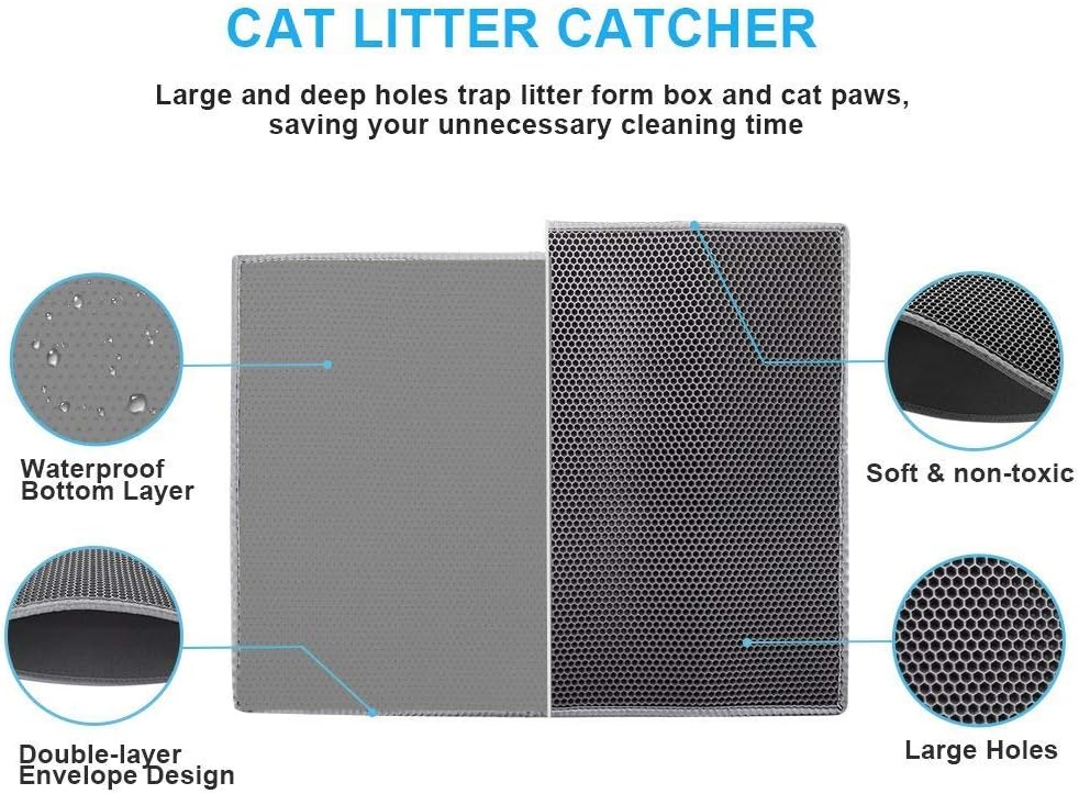 Tapis de Litière pour Chat – Nid d’Abeille Double Couche