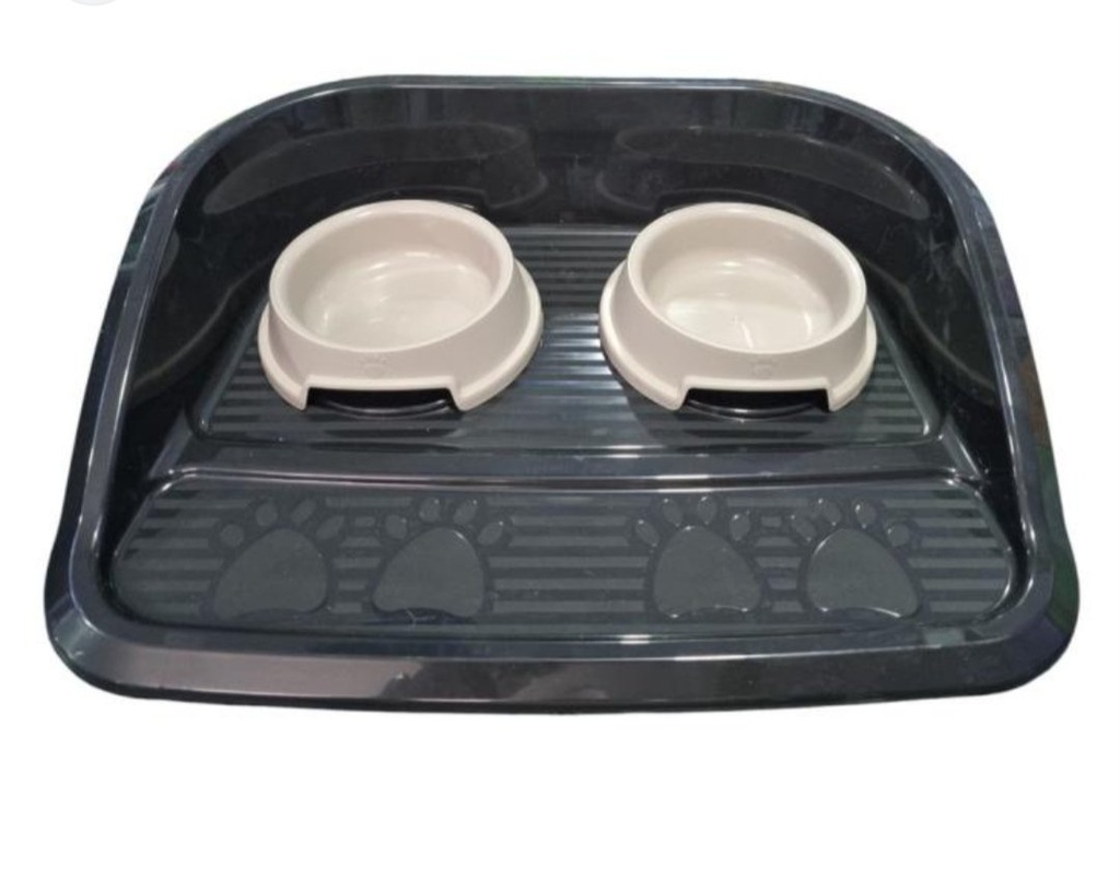 Plateau en Plastique avec 2 Bols pour Chats et Petits Chiens – Gamelle Double à Casablanca