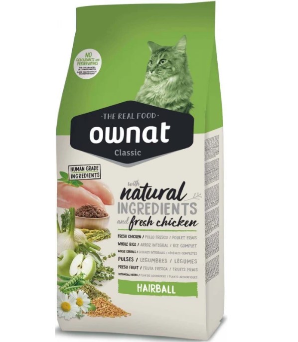 Ownat Classic Hairball – Croquettes Anti-Boules de Poils pour Chat Adulte 1,5Kg | 4Kg à Casablanca