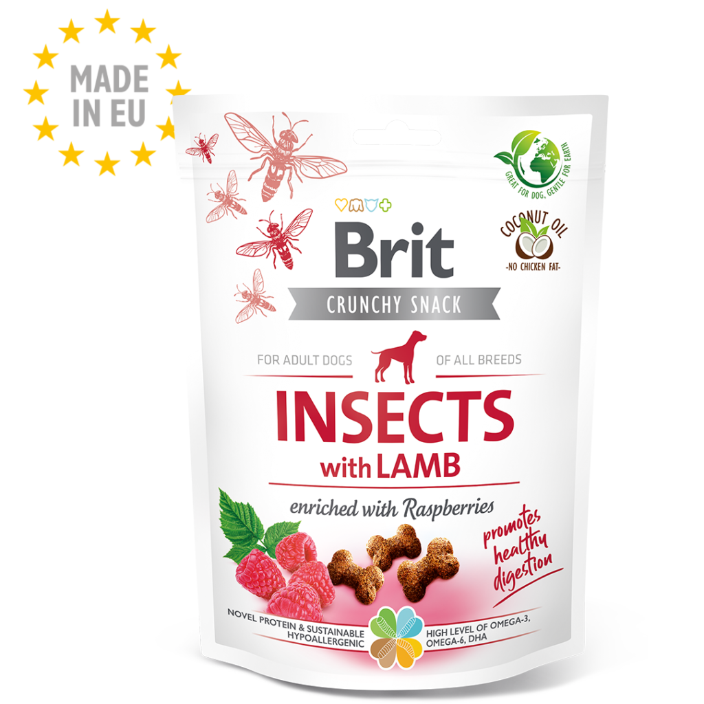 Brit Care Crunchy Cracker Insects & Lamb aux Framboises – Friandises Chien à Casablanca