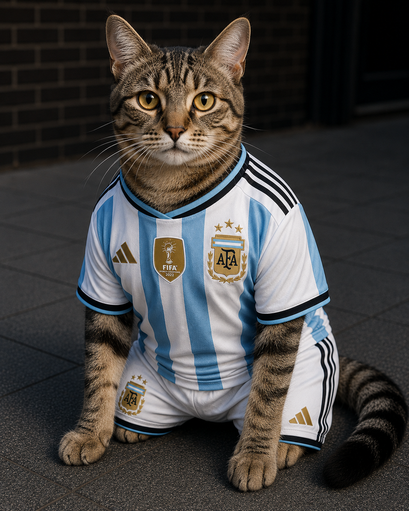 Maillot Football Argentine pour chat – Édition L'Albiceleste – Taille S