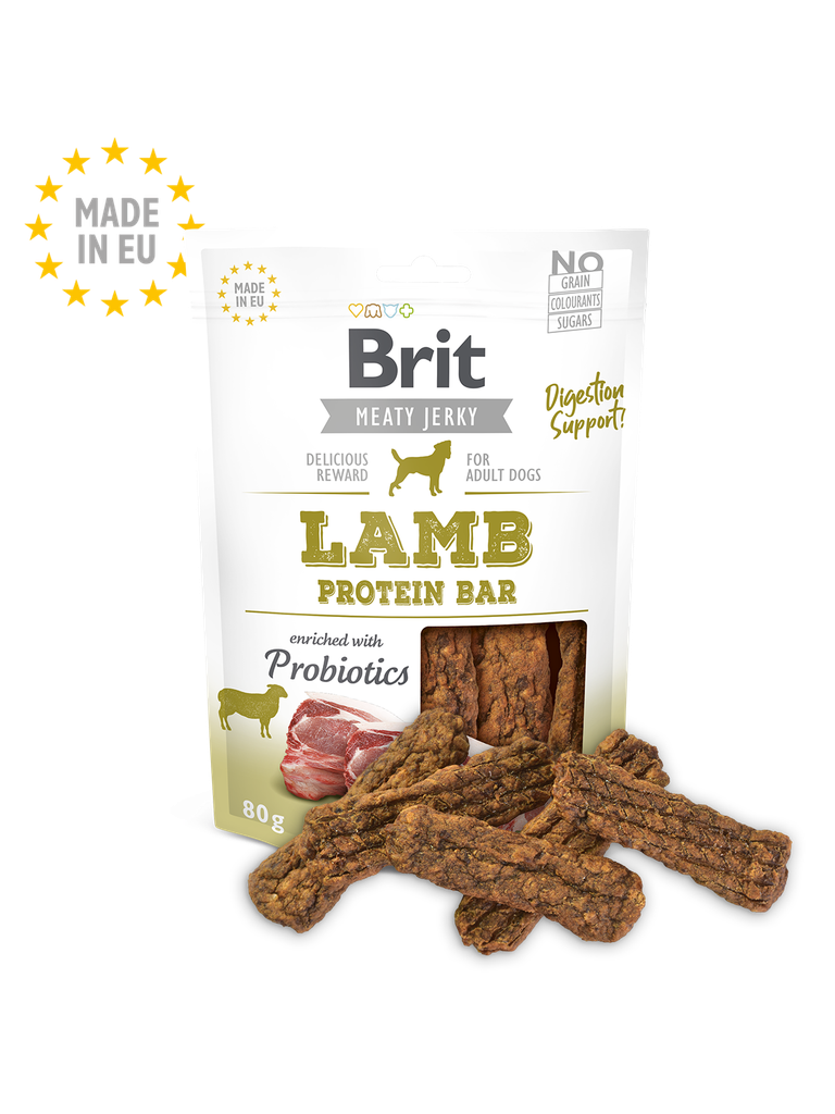 Brit Meat Jerky Snack Protéiné bar Agneau Pour chien Adulte 80g