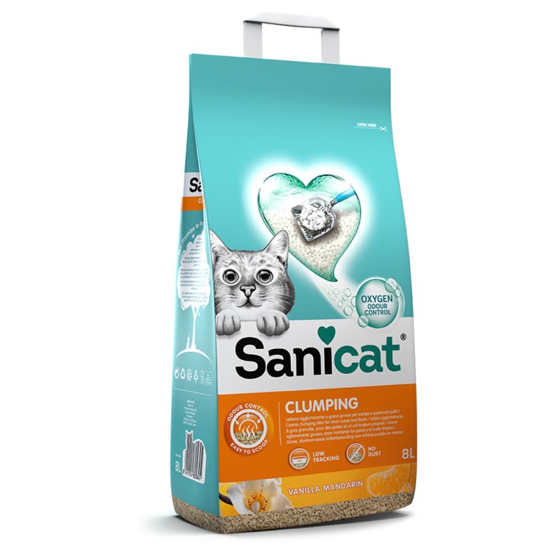 Litière Sanicat White Duo 10L Vanille&Mandarine Agglomérante