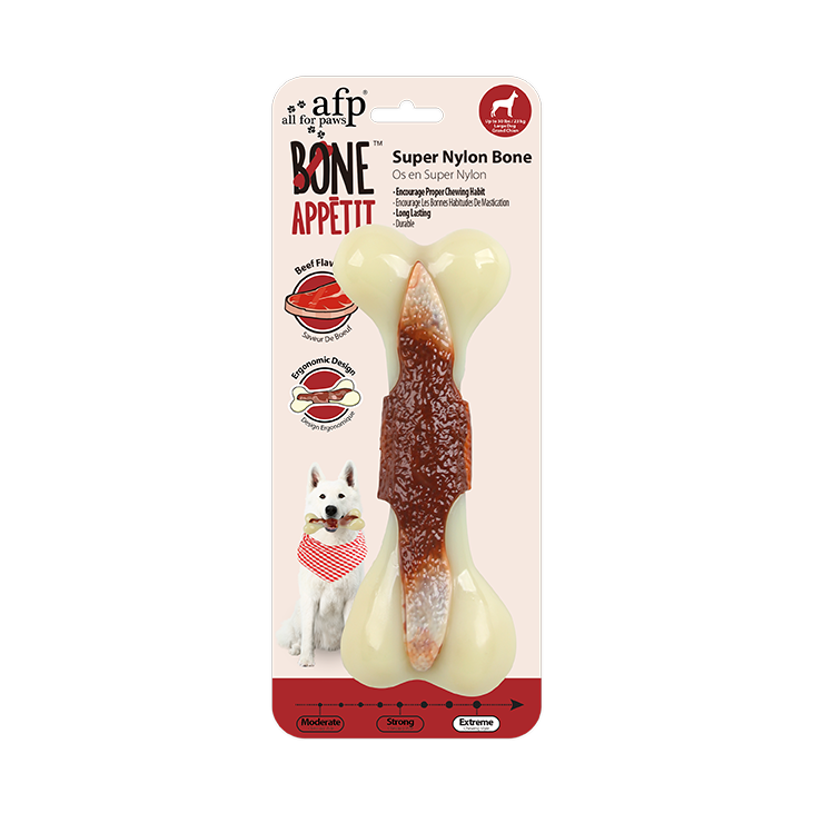 Jouet Pour Chien Bone Appetit – Os en super nylon  Saveur de bœuf infusé AFP