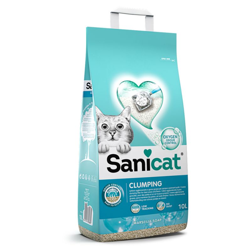 Litière Sanicat White Active 10L Savon de marseille Agglomérante