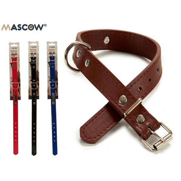 Collier en simili cuir surpiqué avec plaque pour chien de grande taille Mascow