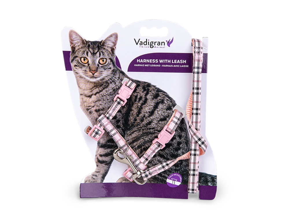Harnais+Laisse chat Ecossais 30-35cmx10mm+120cm