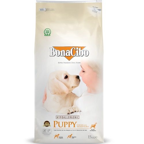 Croquettes Puppy BONACIBO (Chicken & anchovy

& rice) 3 kgs