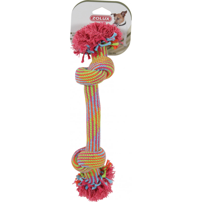JOUET CORDE 2 NOEUDS COUL 25CM