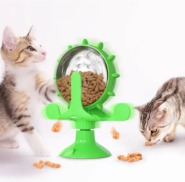Jouet Interactif Multifonction pour Chat et Chien. Roue Rotative & Distributeur de Croquettes