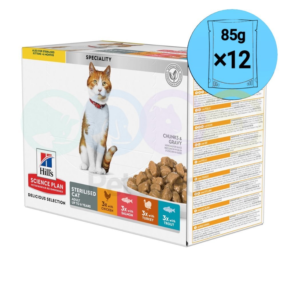 Lot Hill's Chunks in Gravy for sterilized Cats 12×85g