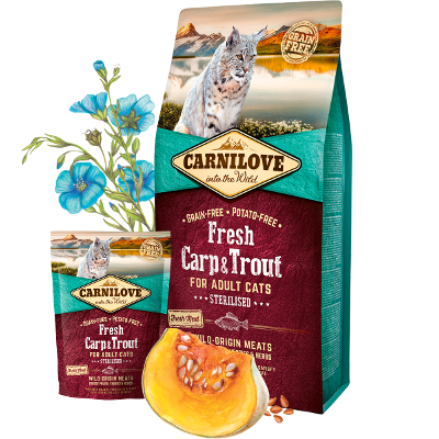 Carnilove Croquettes Cat Sterilised Fresh Crap Trout  (Chat stérilisé au Carpe et Truite) 2kg | 6kg - 6kg