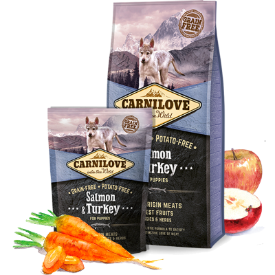 Carnilove Dog Croquettes Salmon And Turkey Pour Chiot Toute Race (Saumon et Dinde) 4kg|12kg - 4kg