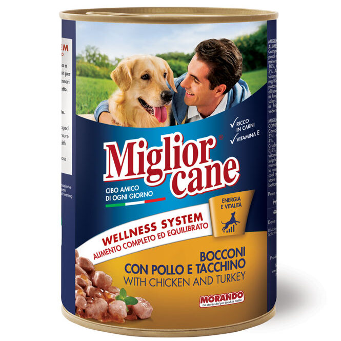 Miglior Cane Morceaux de Viande Poulet et Dinde avec Sauce 1250 Grammes