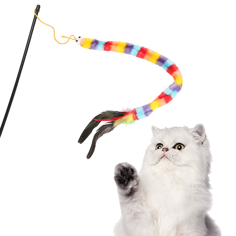 Jouet pour chat : Bâton de chenille en couleur arc-en-ciel