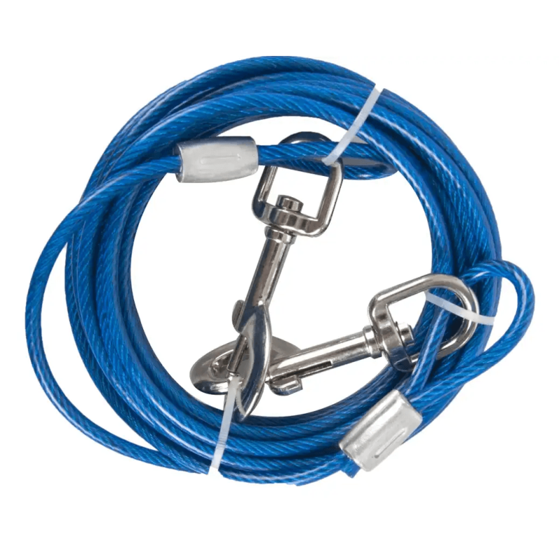 Flamingo Cable de Niche Acier Plastifier Bleu 5M - 5MM - (chien jusqu'à 20kg)