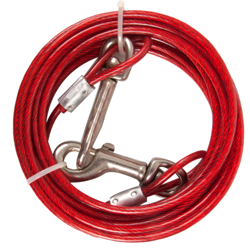 Flamingo Cable de Niche Acier Plastifier Rouge 3M - 4MM - (chien jusqu'à 15kg)