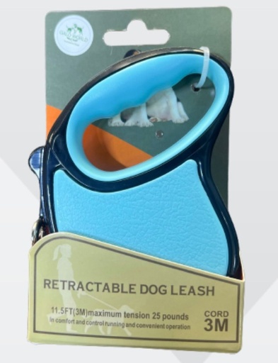Guide automatique pour chien SJ-208 3 m avec longueur réglable Convient aux animaux jusqu'à 14 kg.