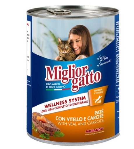 MIGLIOR GATTO PATE VITELLO et CAROTE LATTINA 400 grammi