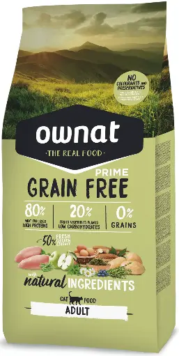 Ownat Grain Free Prime Aliment Sec pour Chat Adult 8 Kg
