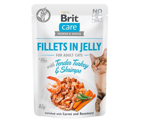 Brit CARE Alimentation humide Care Fillets Gelée Dinde & Crevettes, 85 g
