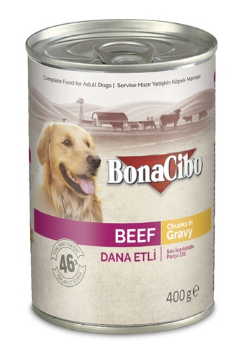 Bonacibo Pâté Premium pour chien au bœuf – morceaux en sauce 395g