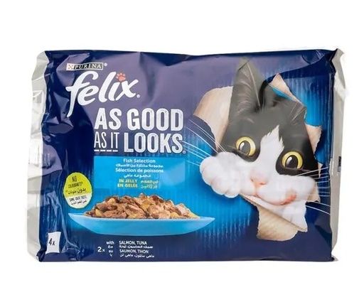 Paté pour chat FELIX sélection de poissons 4 x 85 G