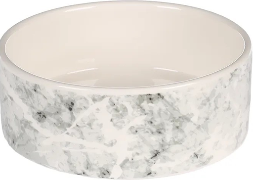 GAMELLE en céramique pour la nourriture et l’eau chien marmi ceramique gris rond 400ml 13,5×4,5cm