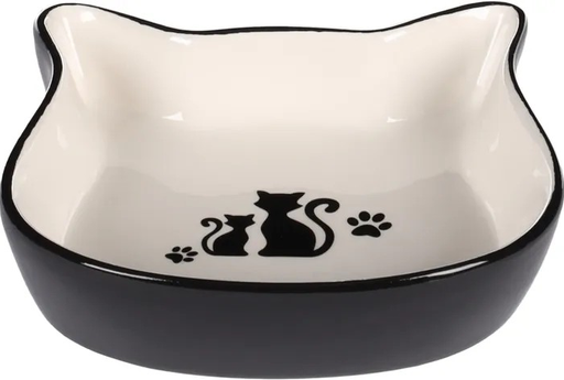 GAMELLE POUR LA NOURRITURE ET L’EAU CHAT ET CHIEN NONA CERAMIQUE NOIR-BLANC TÊTE 250ML