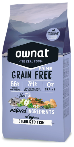 Ownat Grain Free Prime pour Chat Stérilisé Au Poisson 8 Kg