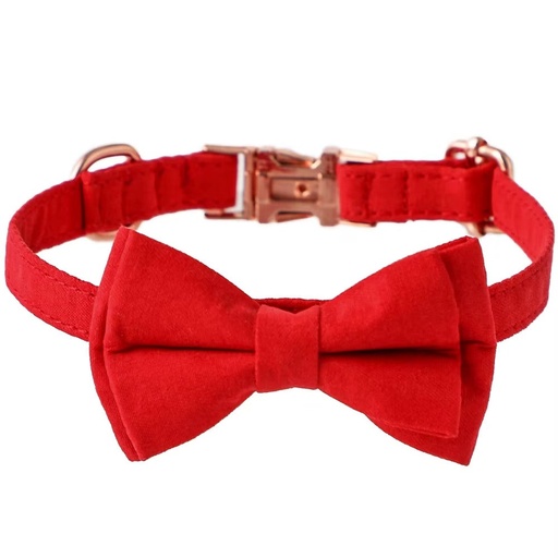 [collier-velours-animal-noeud] Collier pour Animal avec Nœud – Collier Ajustable en Velours